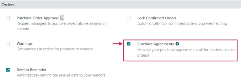 Purchase Agreements enabled in the Purshase app settings.