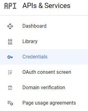Credentials button menu.