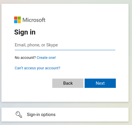 Enter Microsoft login credentials.