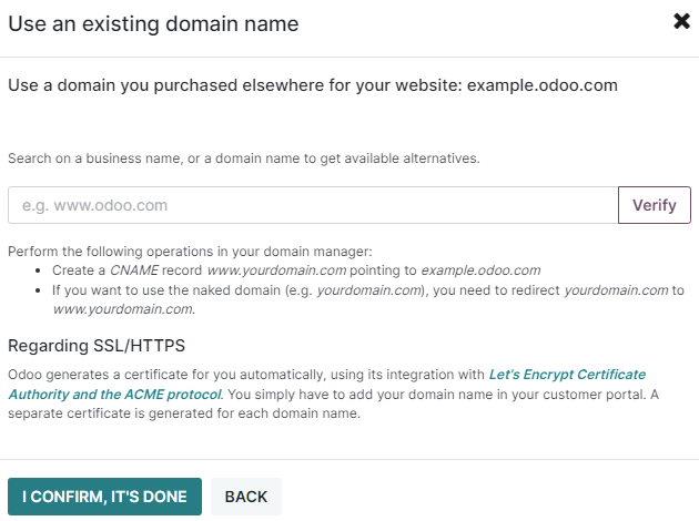 Verification of the CNAME records of a domain name before mapping it with a database