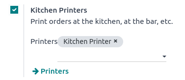 settings to enable the kitchen printers