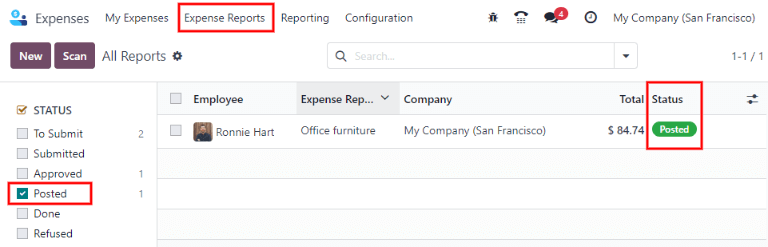 View reports to pay by clicking on expense reports, then reports to pay.